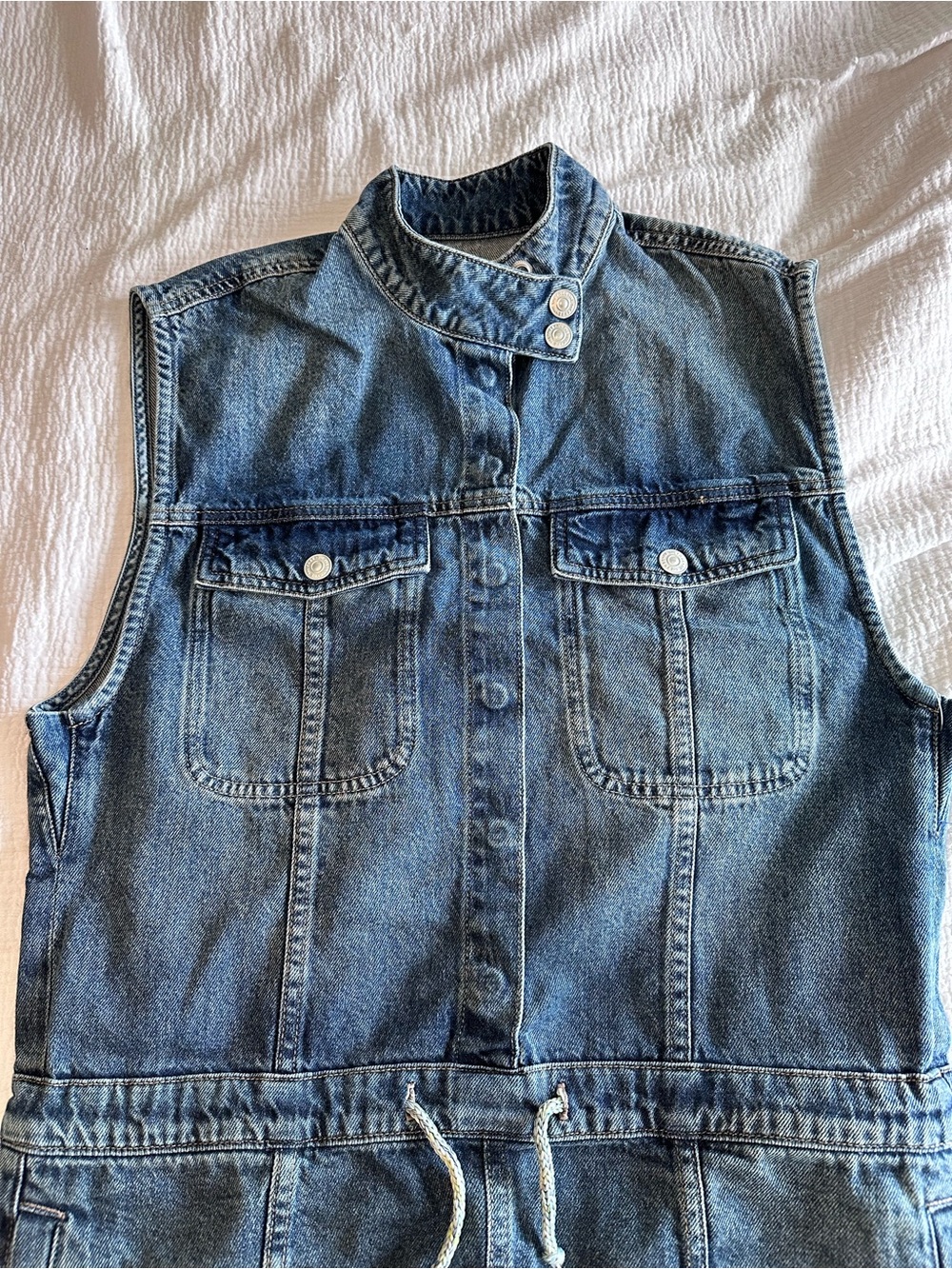 We The Free Dark Blue Denim Sleeveless Jumpsuit - Picture 3 of 7